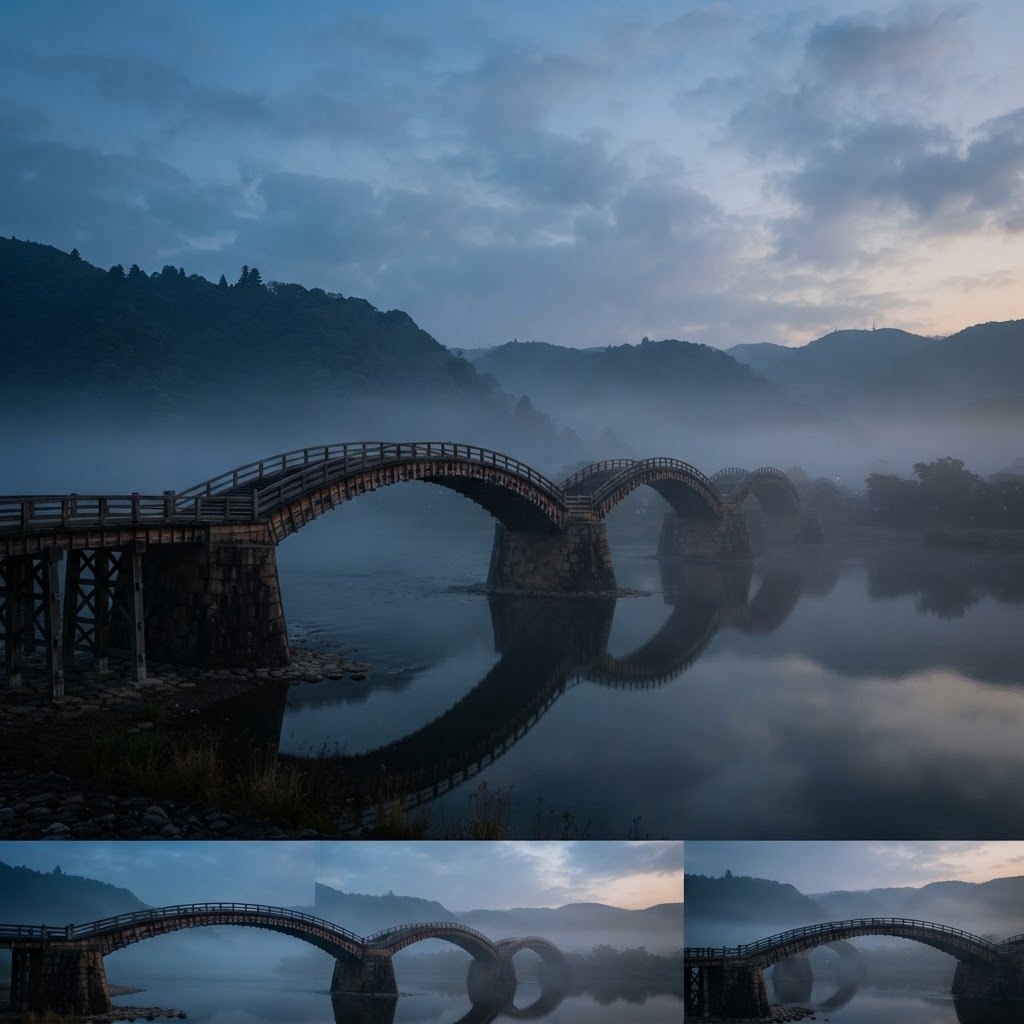 Kintai Bridge in Iwakuni at dawn